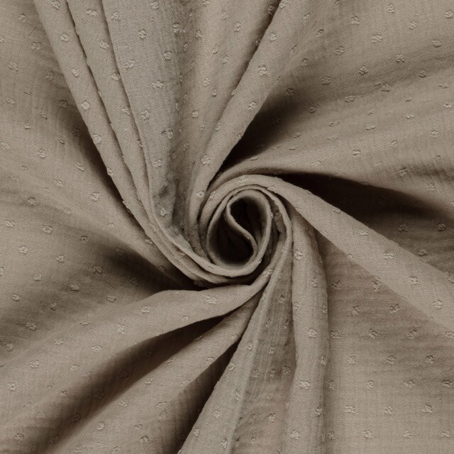 Baumwoll musselin dobby punkte beige