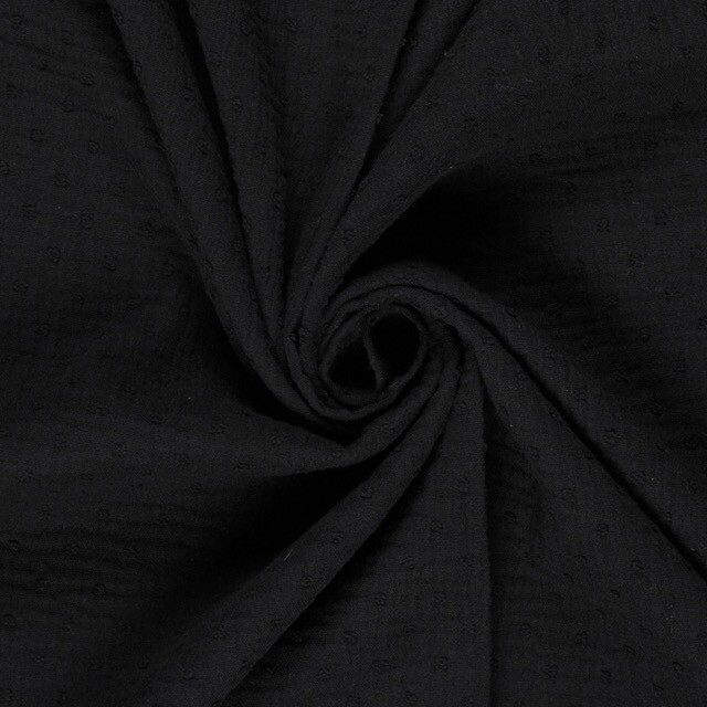 Baumwoll musselin dobby punkte schwarz