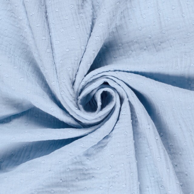 Baumwoll musselin dobby punkte hellblau