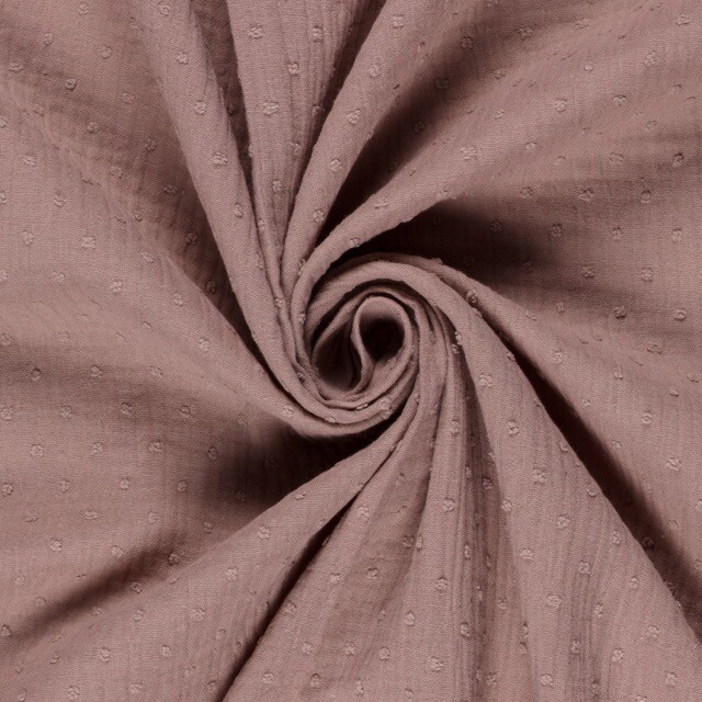 Baumwoll musselin dobby punkte hell mauve