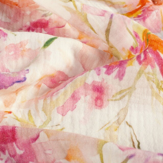 Baumwoll musselin digitaldruck blumen weiß