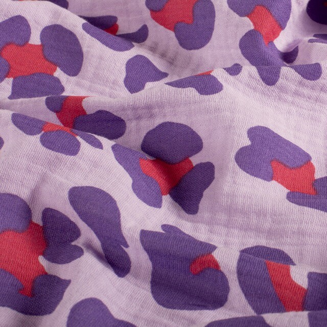 Baumwoll Musselin Leopard lavendel