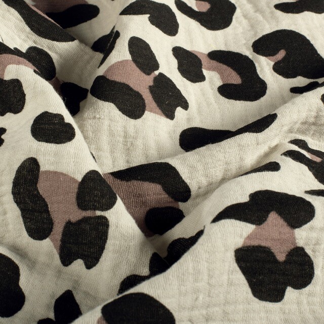 Baumwoll Musselin Leopard beige