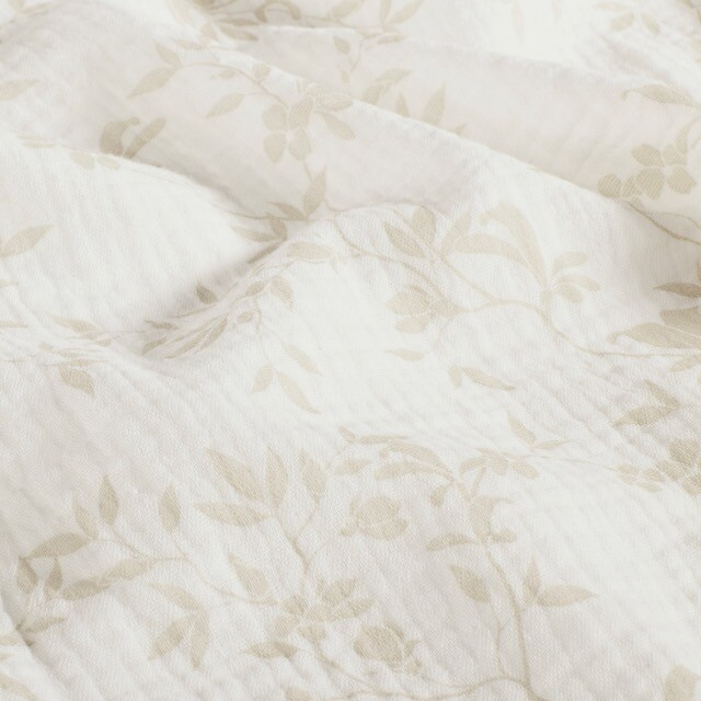 Baumwoll Musselin Blumen offwhite