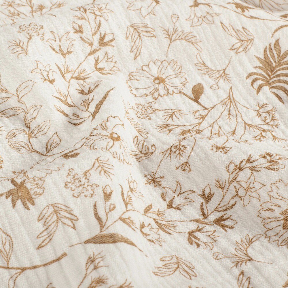 Baumwoll Musselin Blumen offwhite