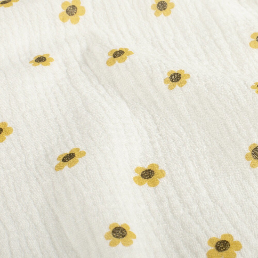 Baumwoll musselin blumen offwhite