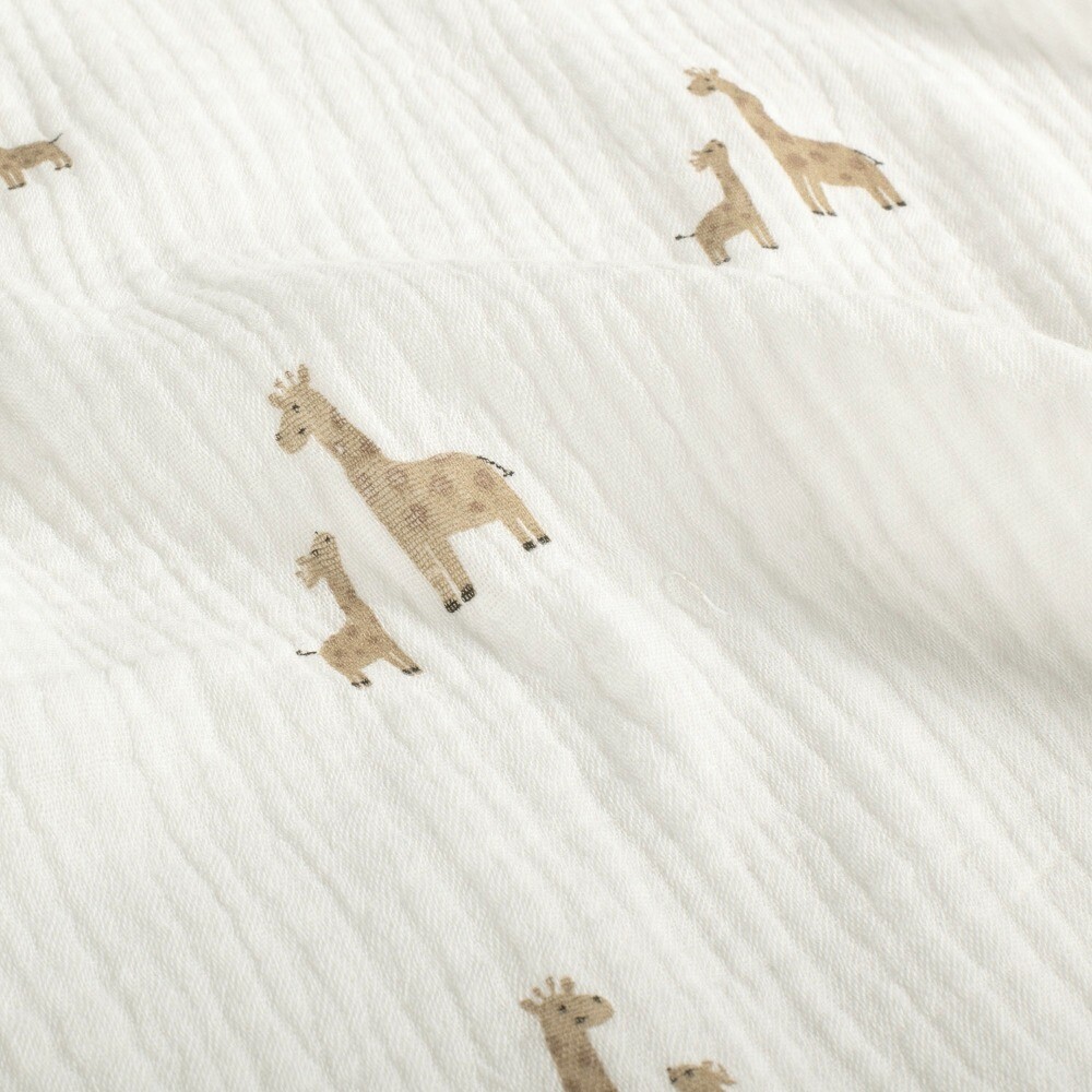 Baumwoll Musselin Giraffen offwhite