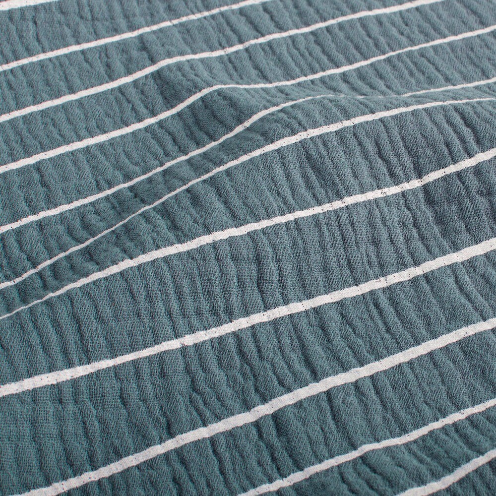 Baumwoll Musselin Streifen offwhite/indigo