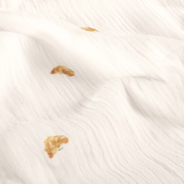 Baumwoll musselin digitaldruck croissants offwhite