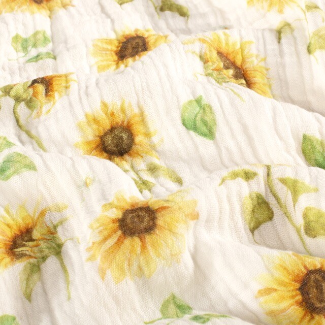 Baumwoll Musselin Digitaldruck Sonnenblumen offwhite