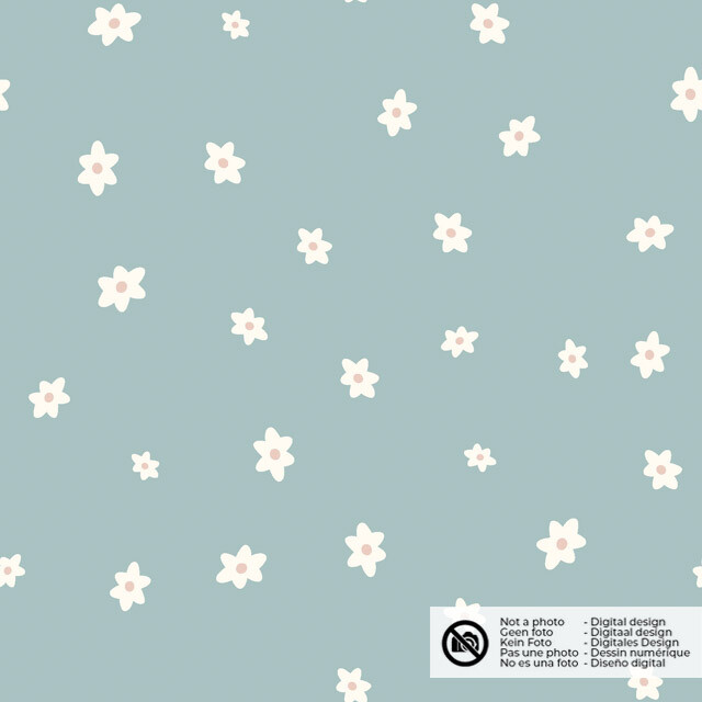 Baumwolljersey blumen babyblau