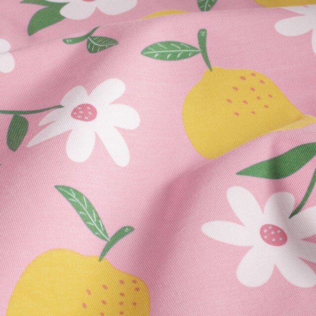 Baumwolljersey Zitronen rosa
