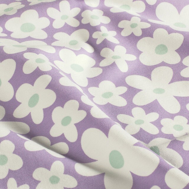 Baumwolljersey Blumen Lavendel