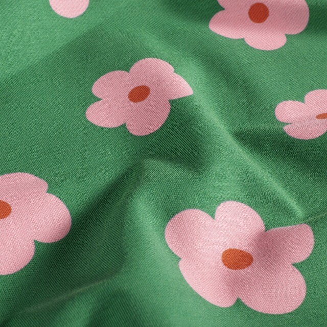 Baumwolljersey blumen grün