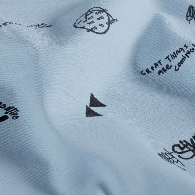 Baumwolljersey Texte babyblau