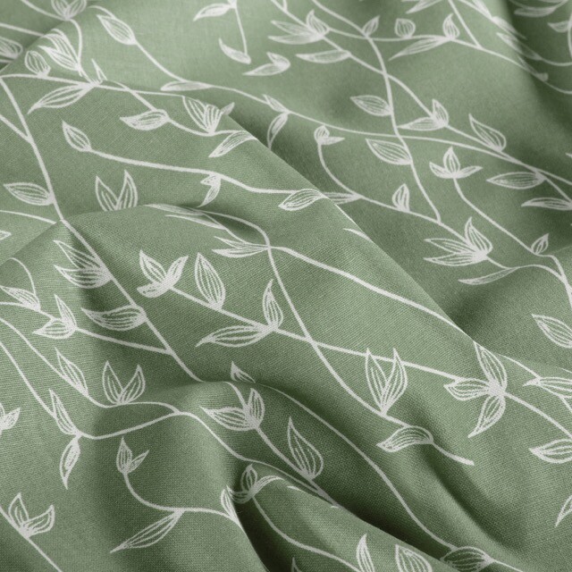 Baumwolle popeline zweige khaki grün