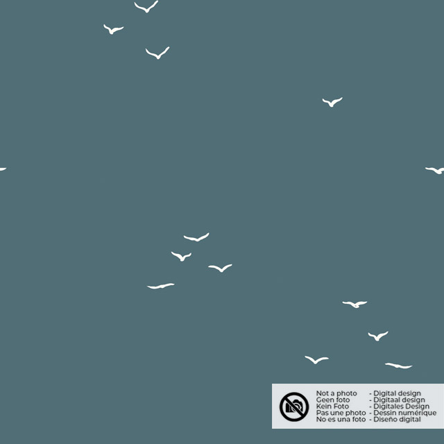 Baumwolle Popeline Vögel stahlblau