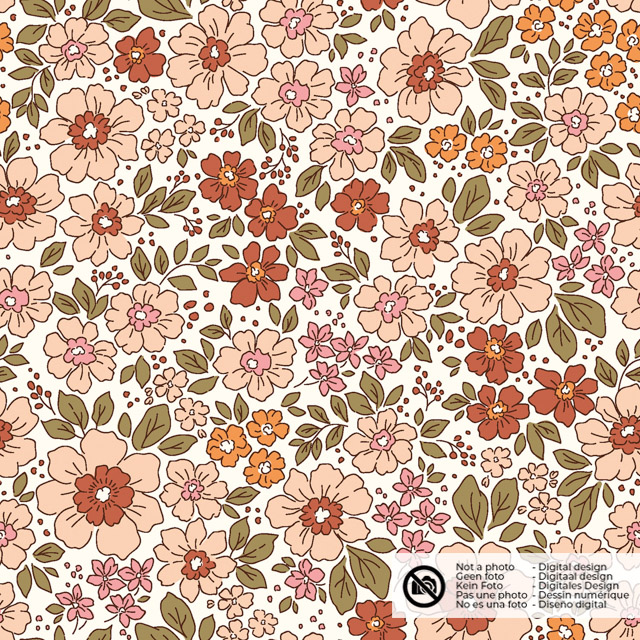 Baumwolle popeline blumen offwhite