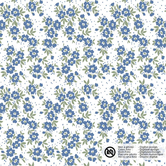 Baumwolle Popeline Blumen indigo