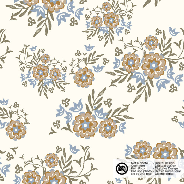 Baumwolle Popeline Blumen offwhite