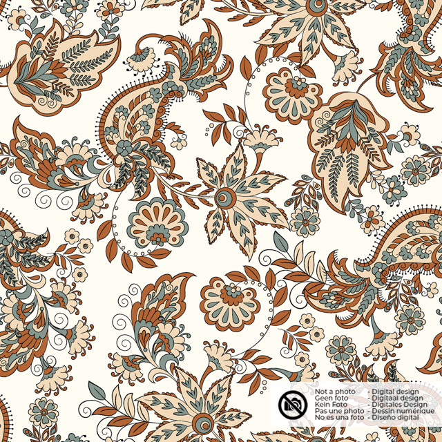 Baumwolle Popeline Paisley offwhite