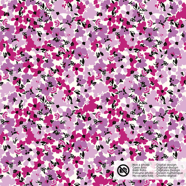 Baumwolle popeline blumen fuchsia