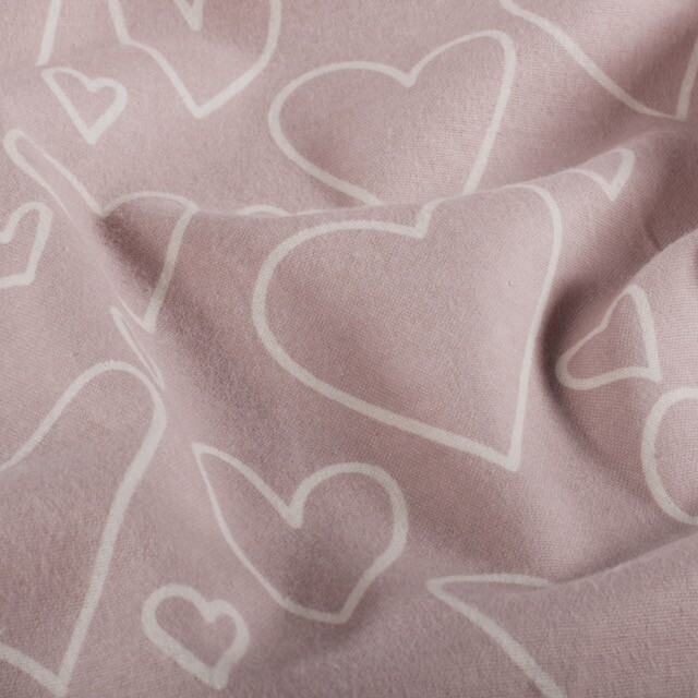 Flanell bedruckt hertzen hellrosa