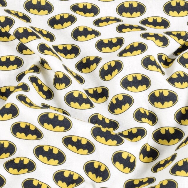 Baumwolle Popeline Batman weiß