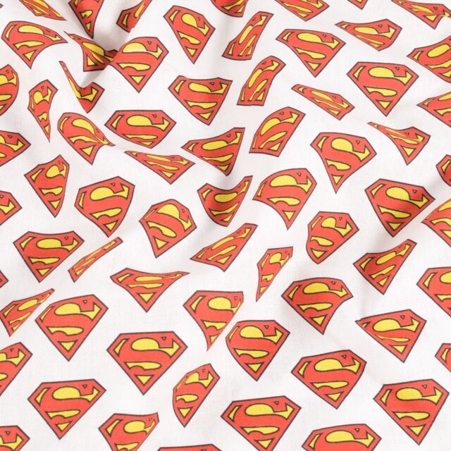 Baumwolle Popeline Superman weiß