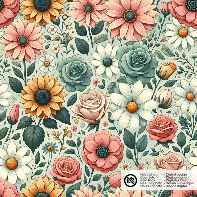 Softshell digitaldruck blumen mint