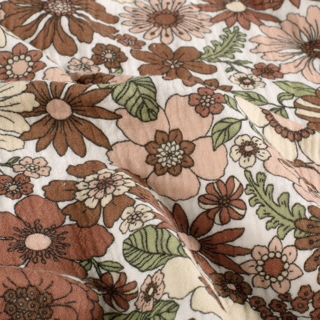 Baumwoll musselin blumen offwhite