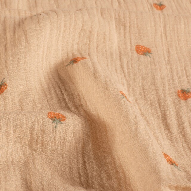 Baumwoll musselin erdbeeren altrosa