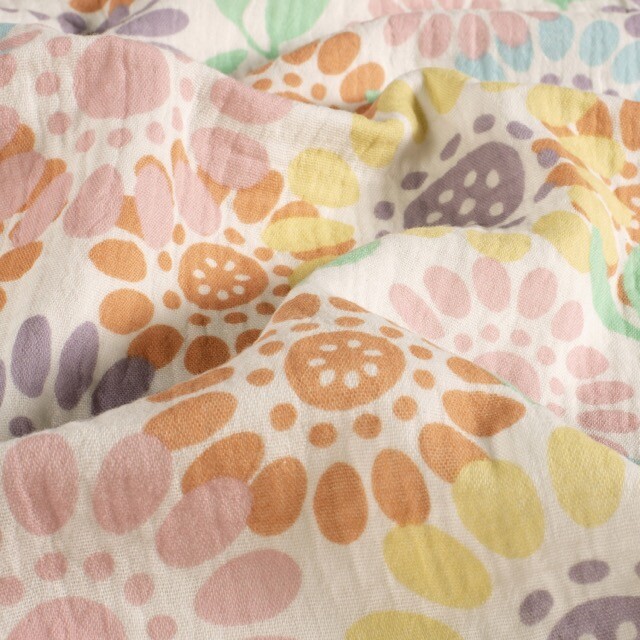 Baumwoll musselin blumen offwhite