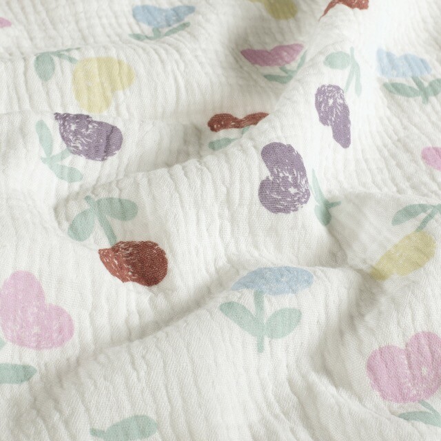 Baumwoll musselin blumen offwhite