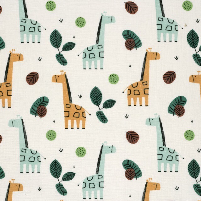 Baumwoll musselin giraffen offwhite