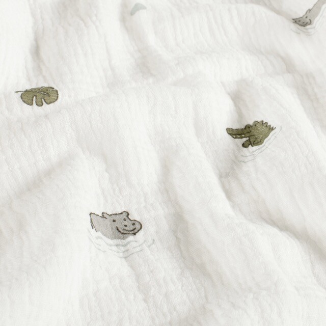 Baumwoll musselin tiere offwhite