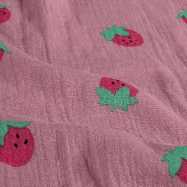 Baumwoll musselin erdbeeren rosa