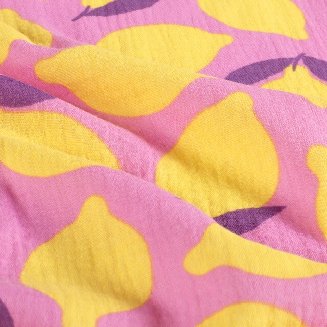 Baumwoll musselin zitronen rosa