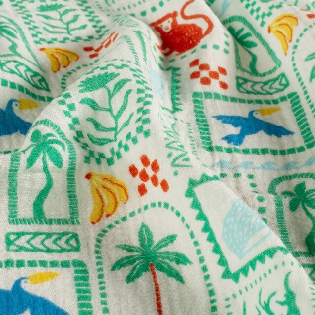 Baumwoll musselin tiere offwhite