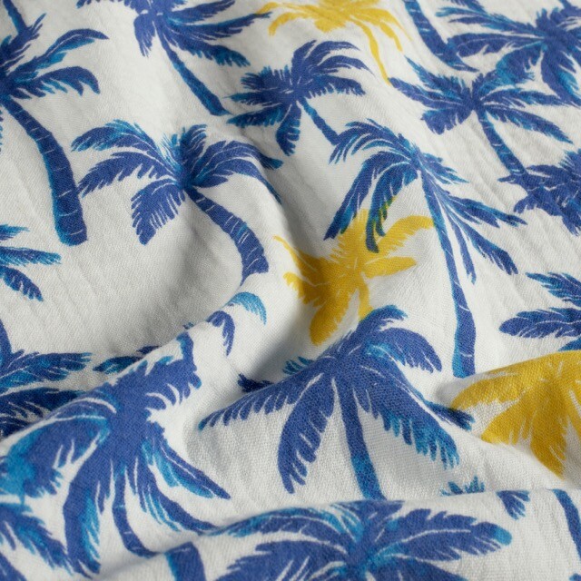 Baumwoll musselin palmen offwhite