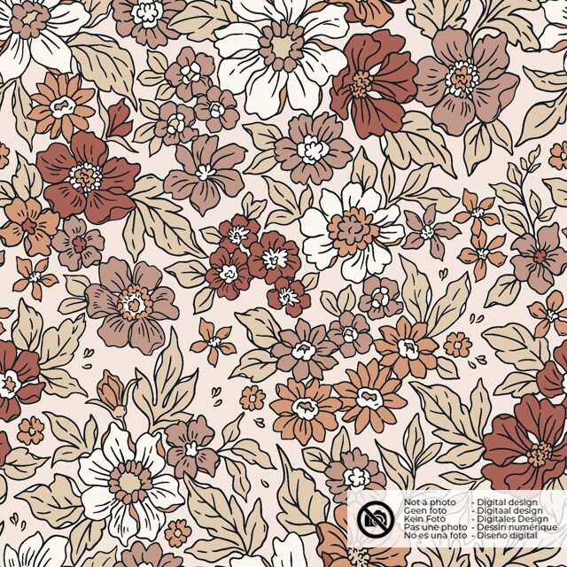 Baumwolljersey blumen beige