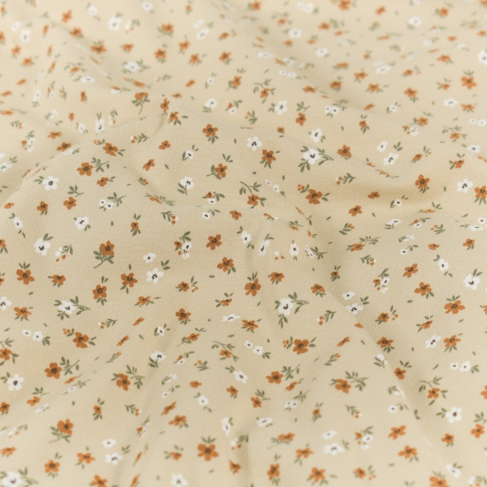 Baumwolljersey blumen beige