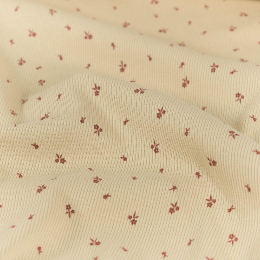 Ripp Jersey Blumen beige