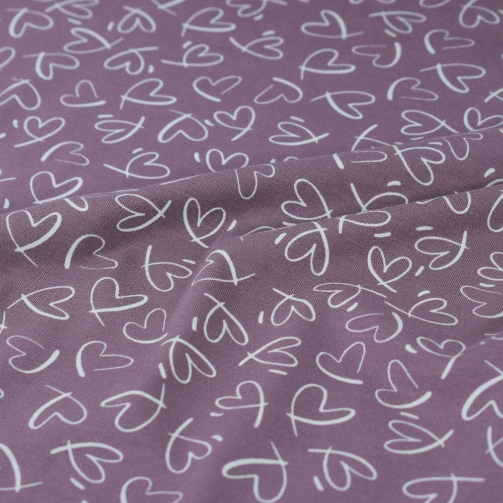 Baumwolljersey herzen mauve