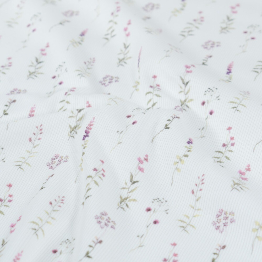 Ripp jersey digitaldruck blumen offwhite