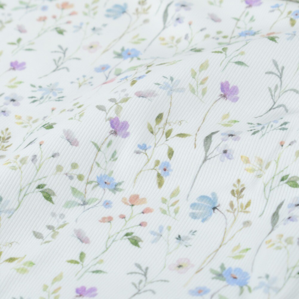 Ripp Jersey Digitaldruck Blumen offwhite
