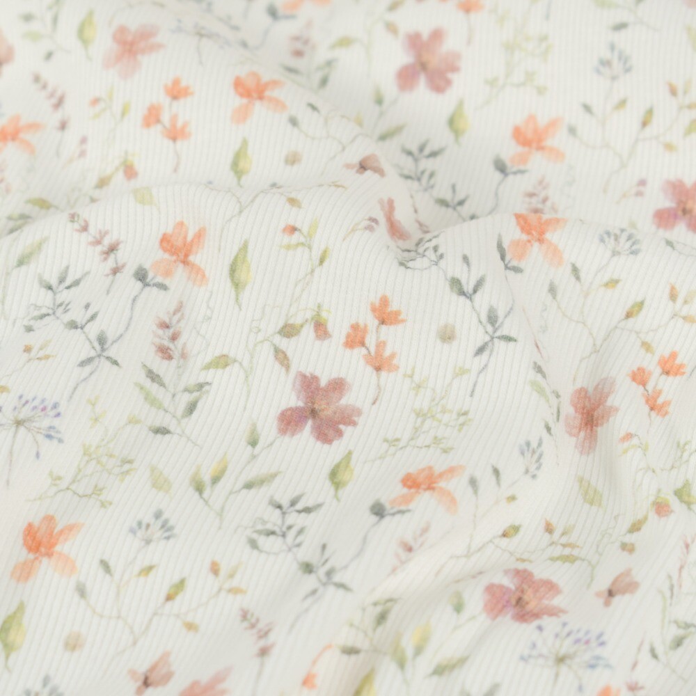 Ripp Jersey Digitaldruck Blumen offwhite