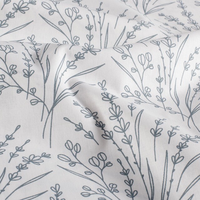 Baumwolle popeline blumen offwhite