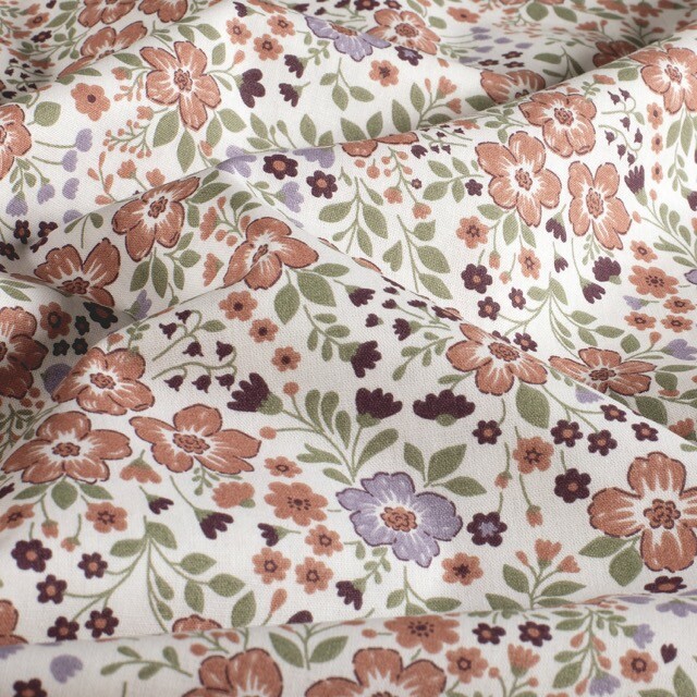 Baumwolle popeline blumen offwhite