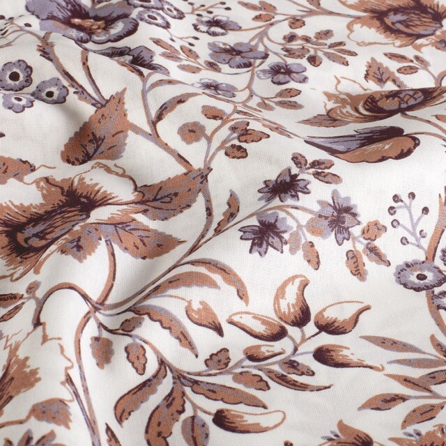 Baumwolle popeline blumen offwhite